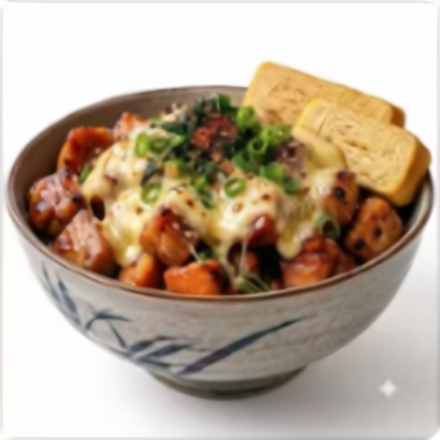 Melted Cheese Teriyaki Chicken Don + Tamagoyaki